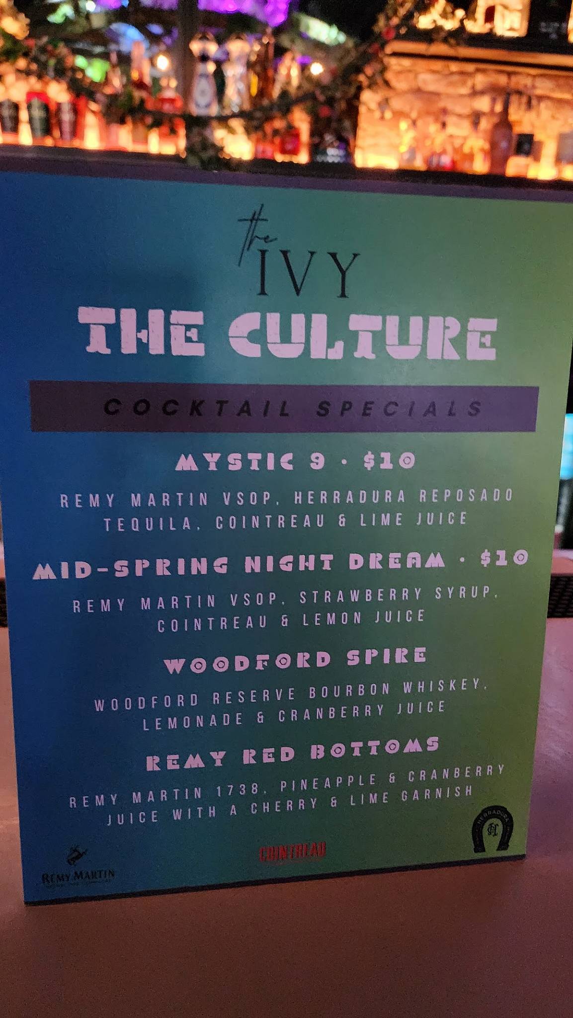 The IVY меню