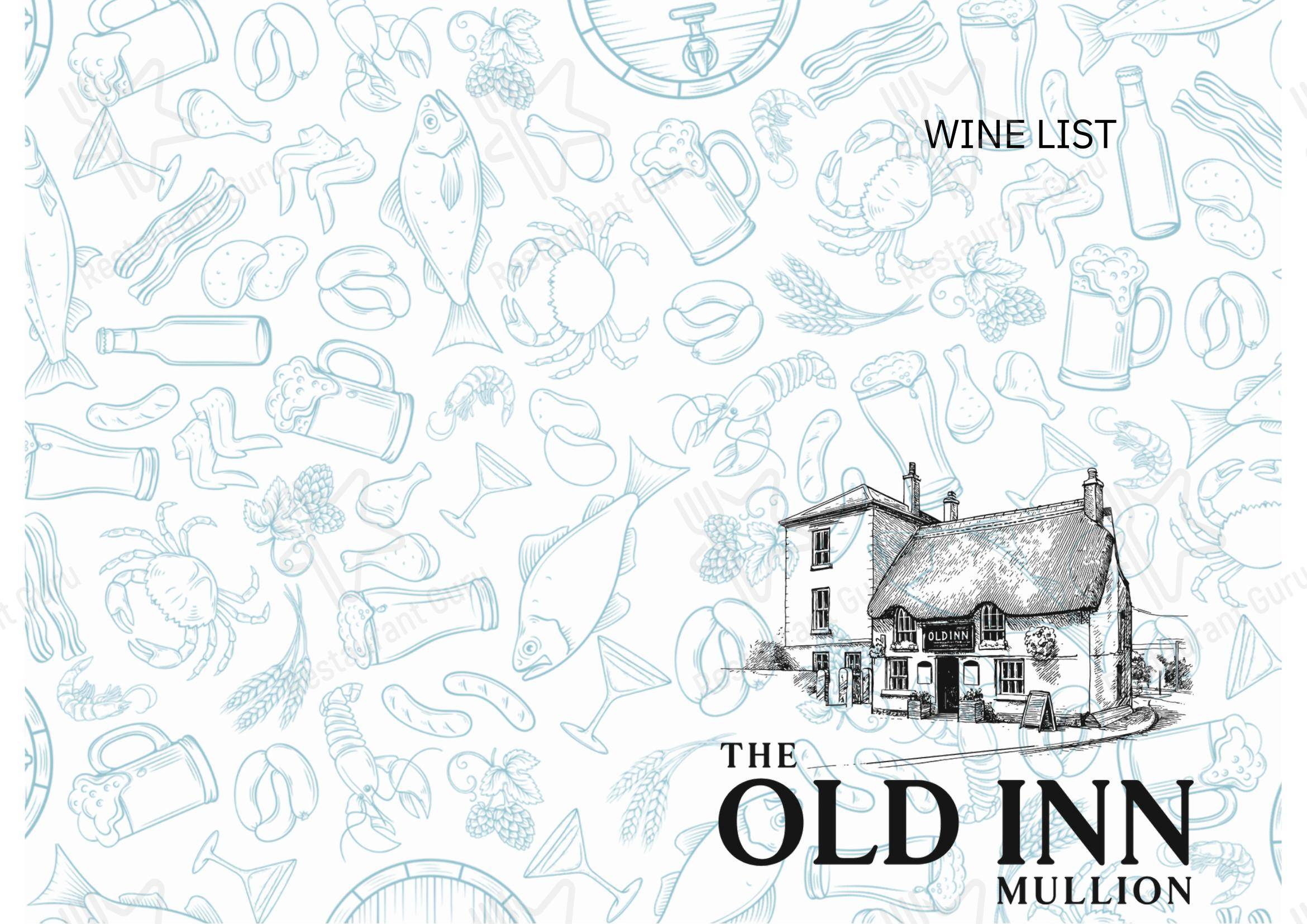 Меню напитков паба и бара Old Inn в Маллионе