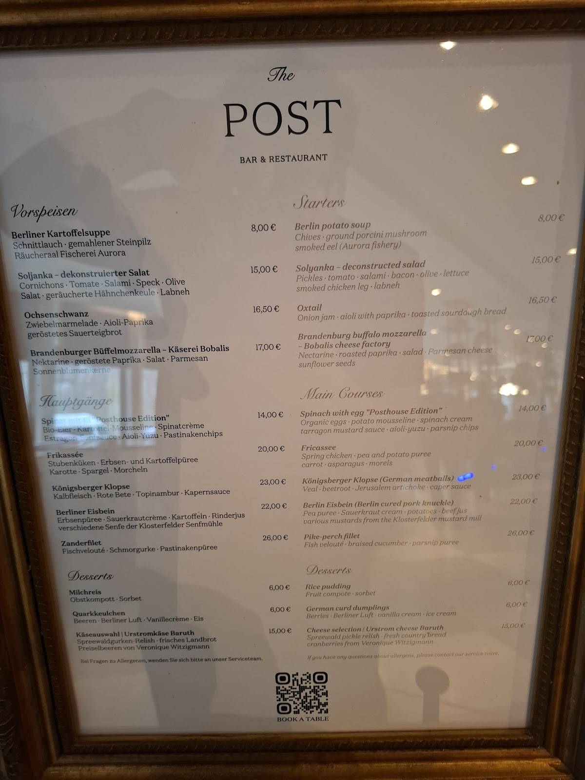 The Post Restaurant & Bar меню