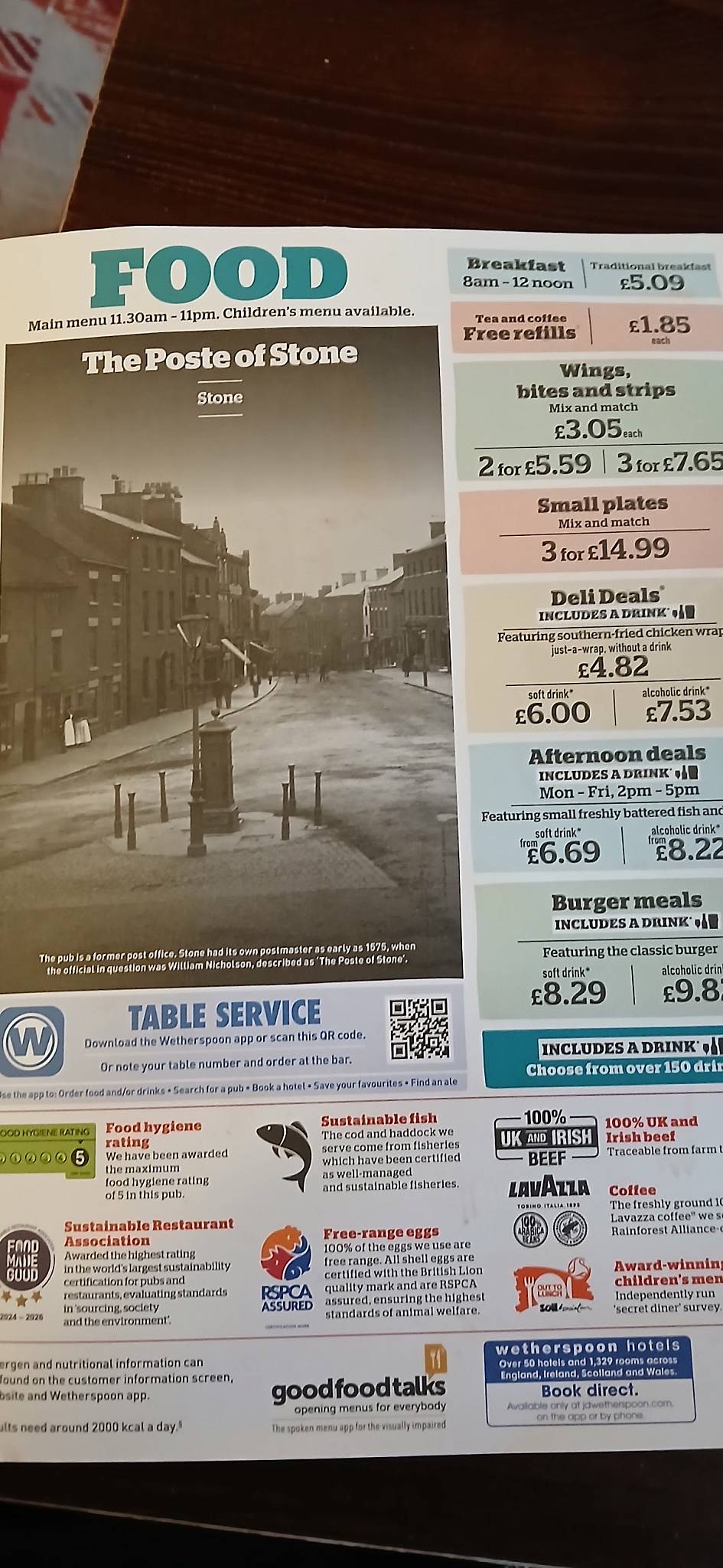 The Poste of Stone - JD Wetherspoon меню