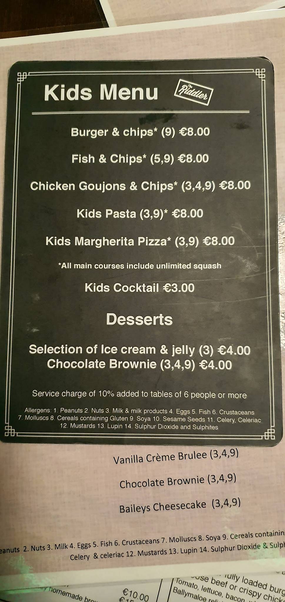 The Riddler Restaurant меню