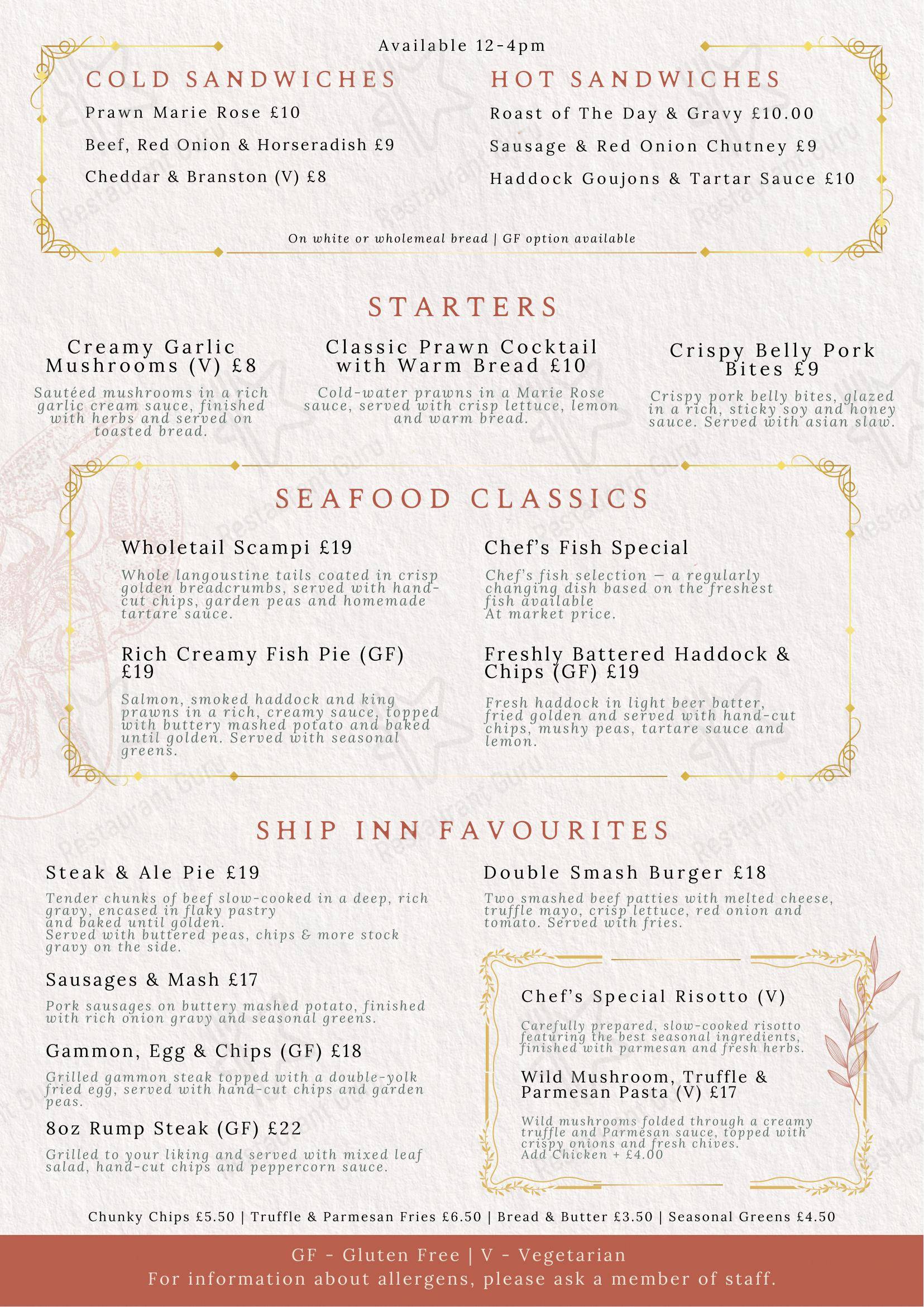 The Ship Inn - Aldborough в Олдборо - 菜单
