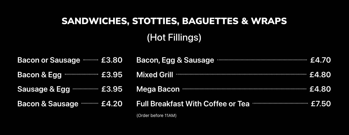 The Stottie Shop меню