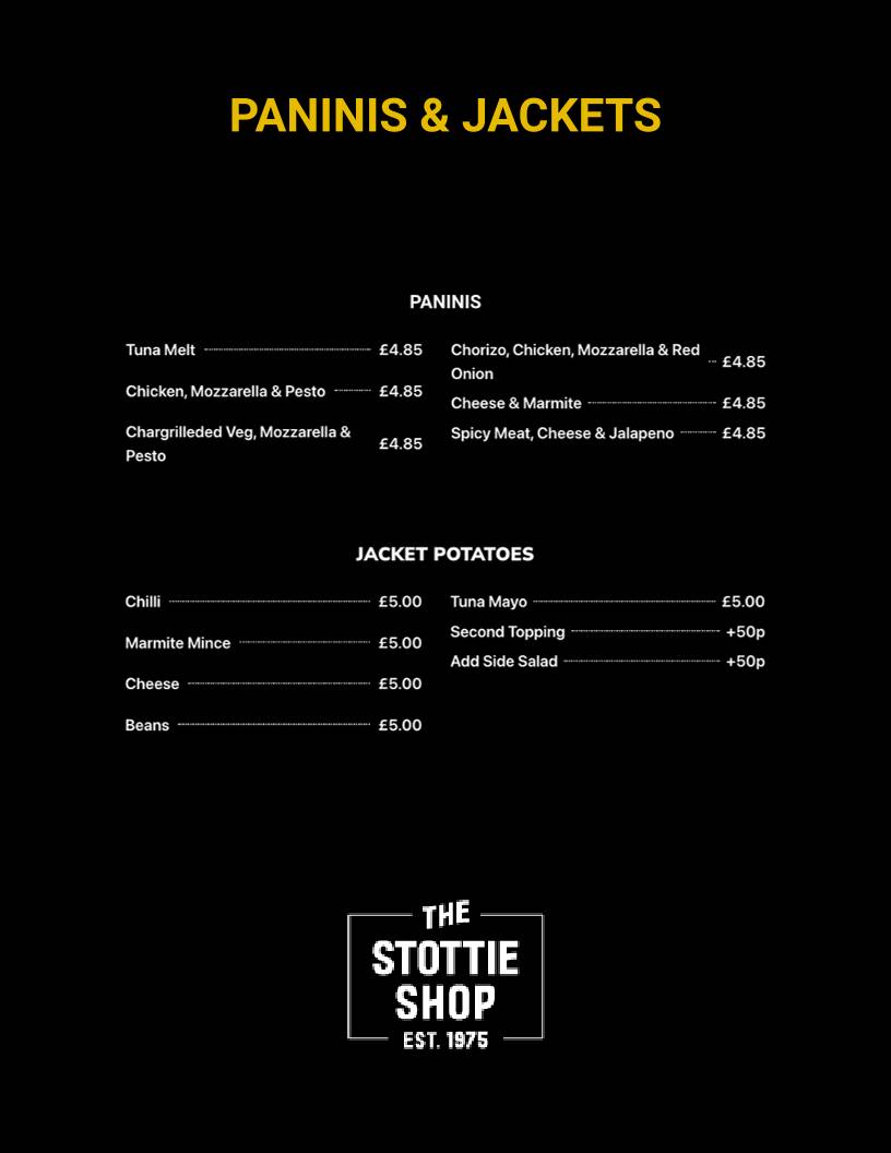 The Stottie Shop меню