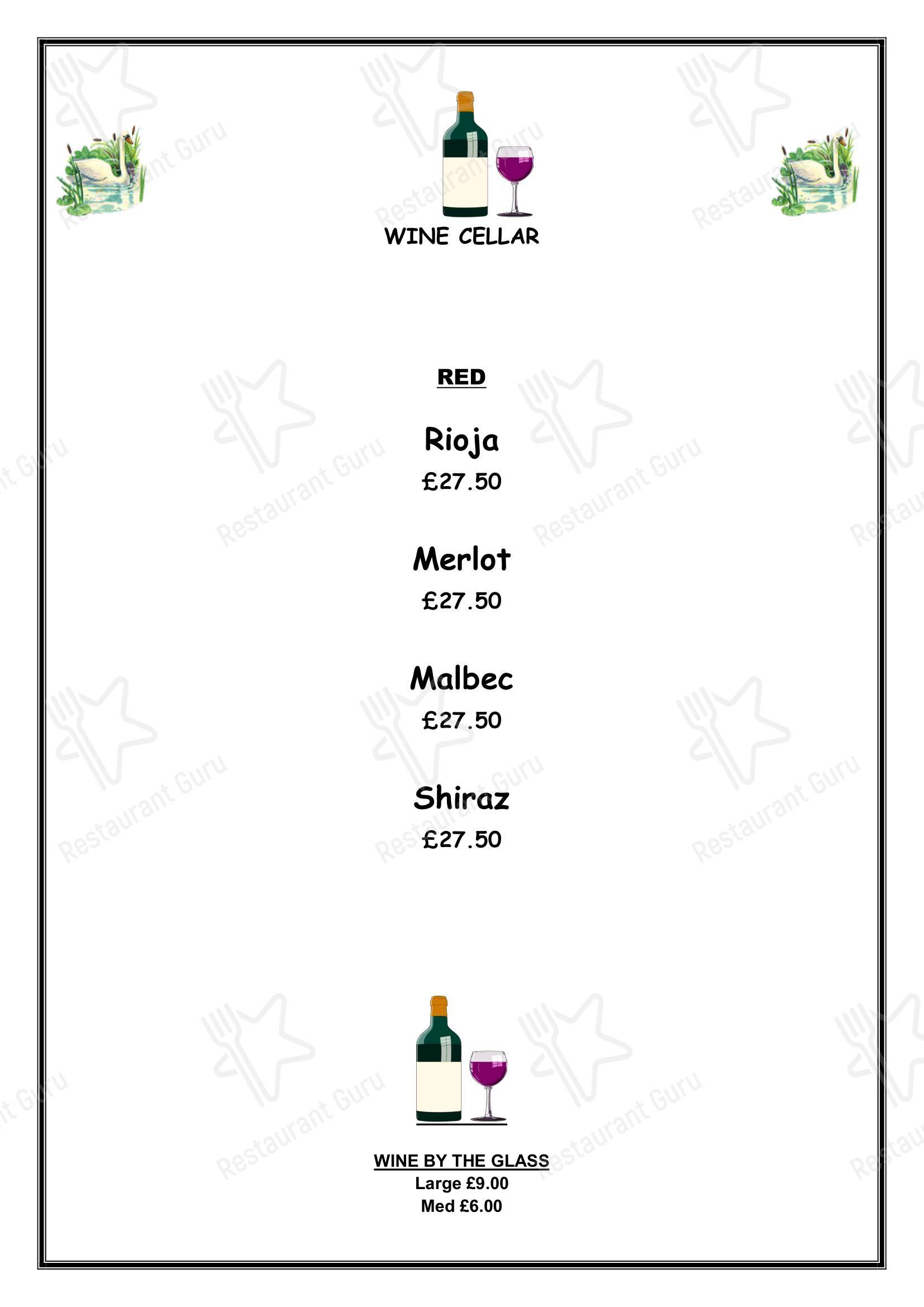 Меню паба и бара The Swan Inn - Dinner Menu