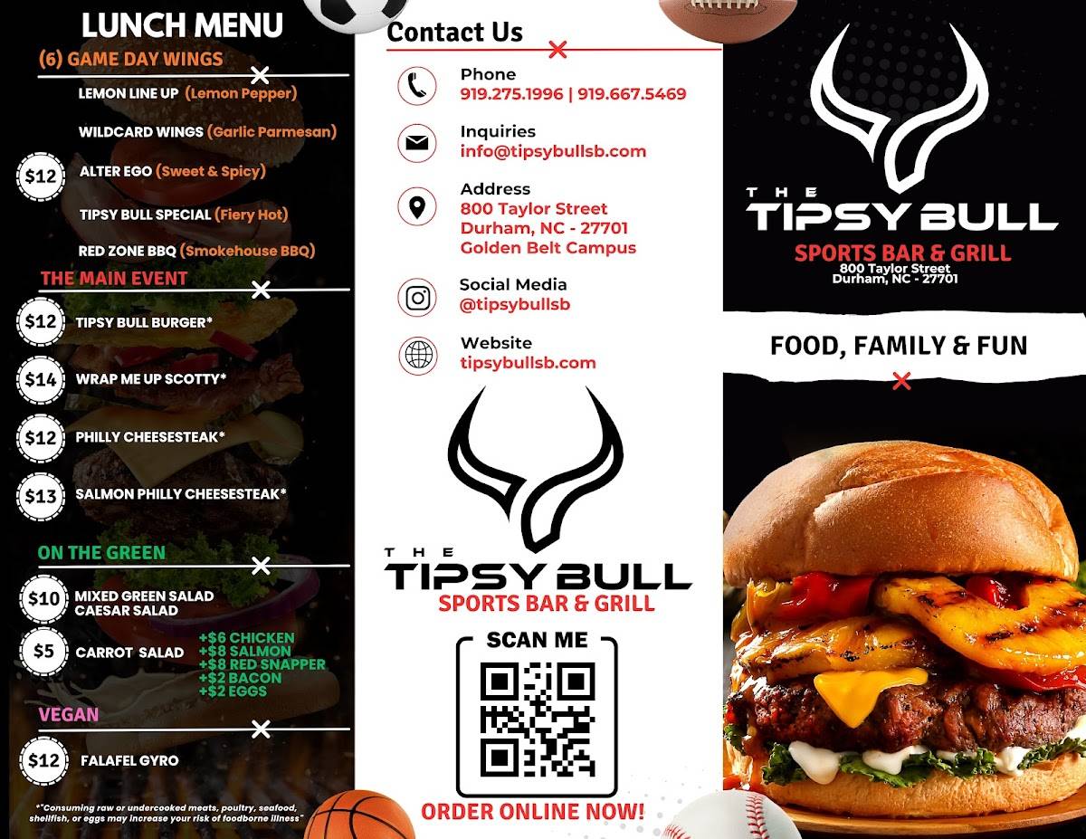 The Tipsy Bull Sports Bar меню