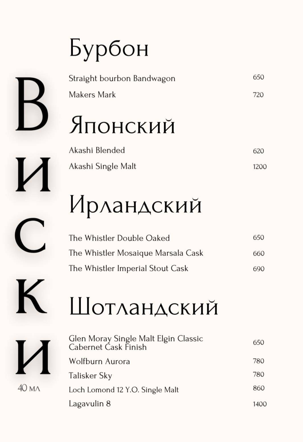 Твилл меню