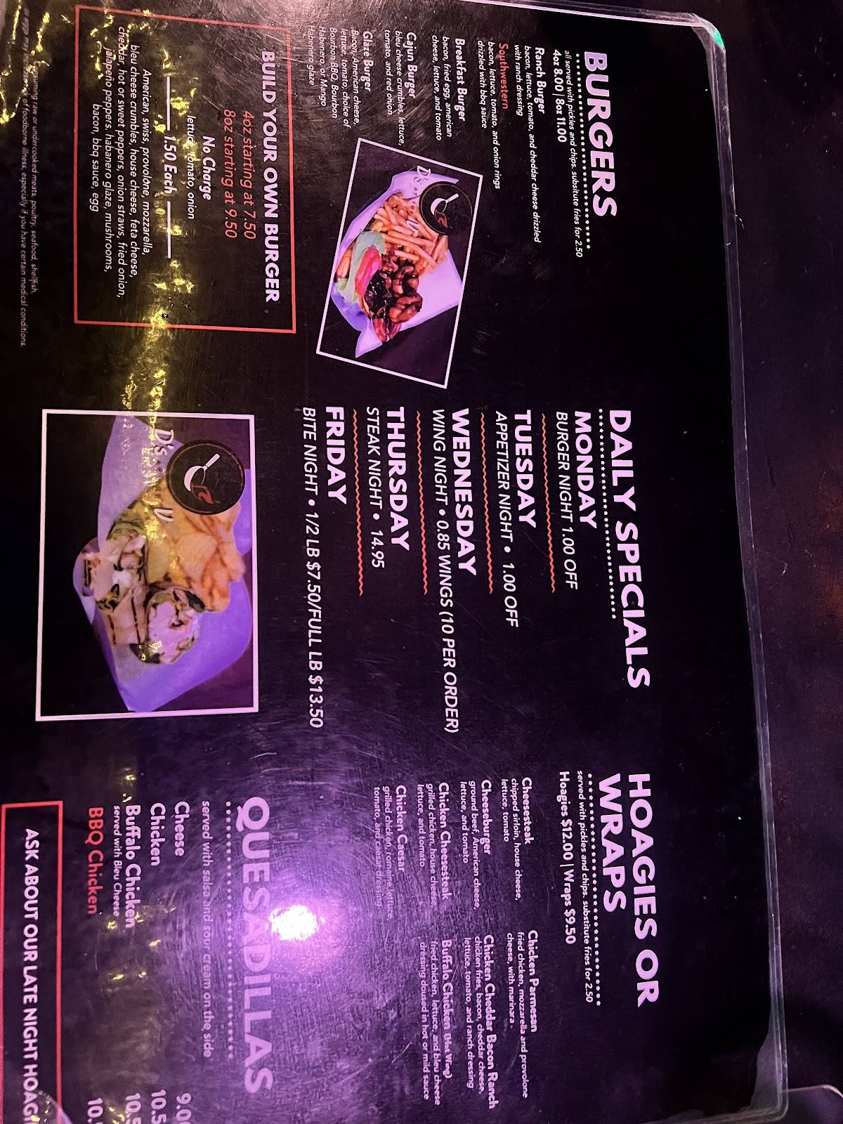 The V Spot Bar меню