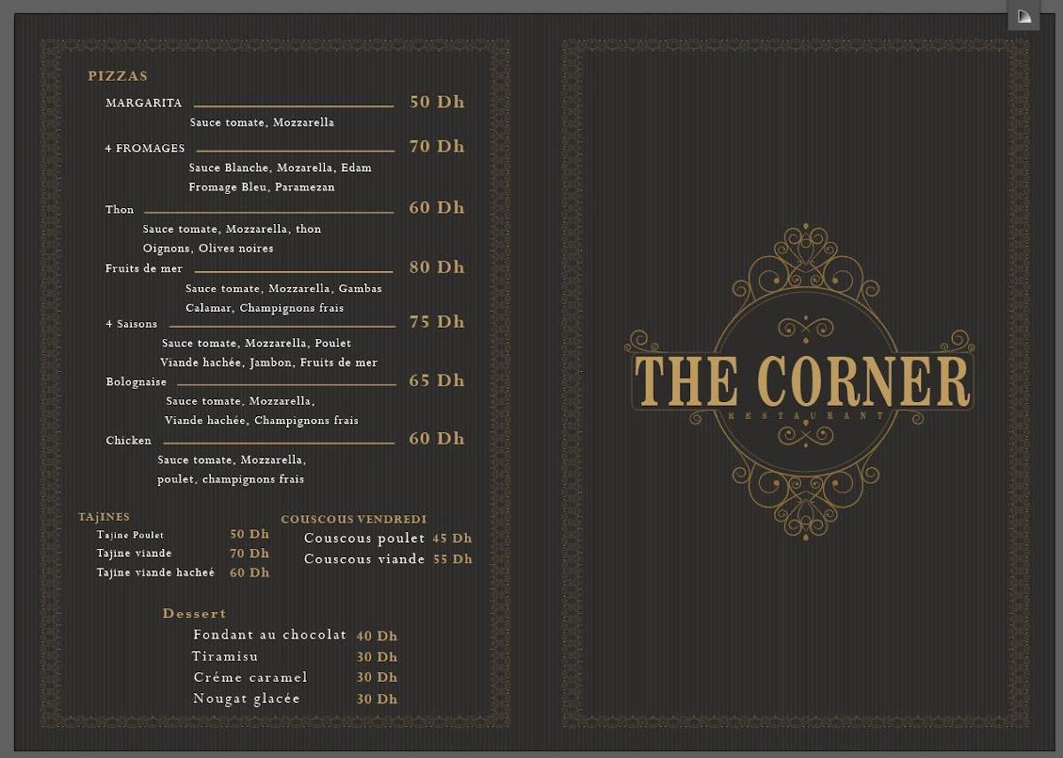 The corner меню