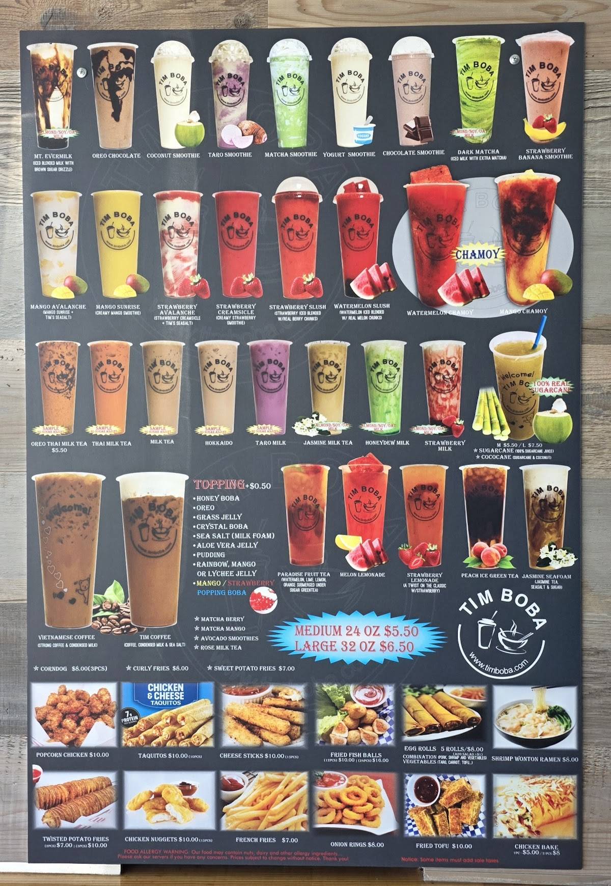 Tim Boba меню