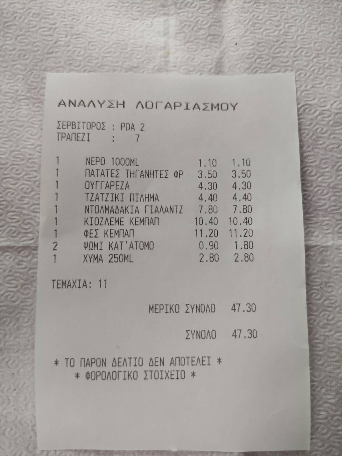 Το Πίλημα меню