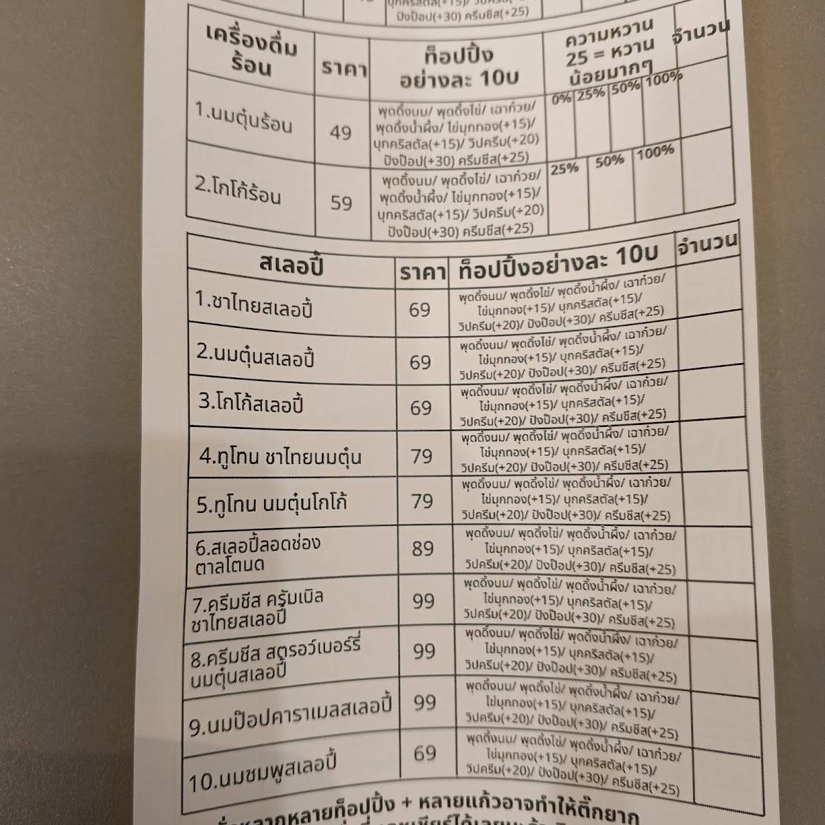 Toas-t меню