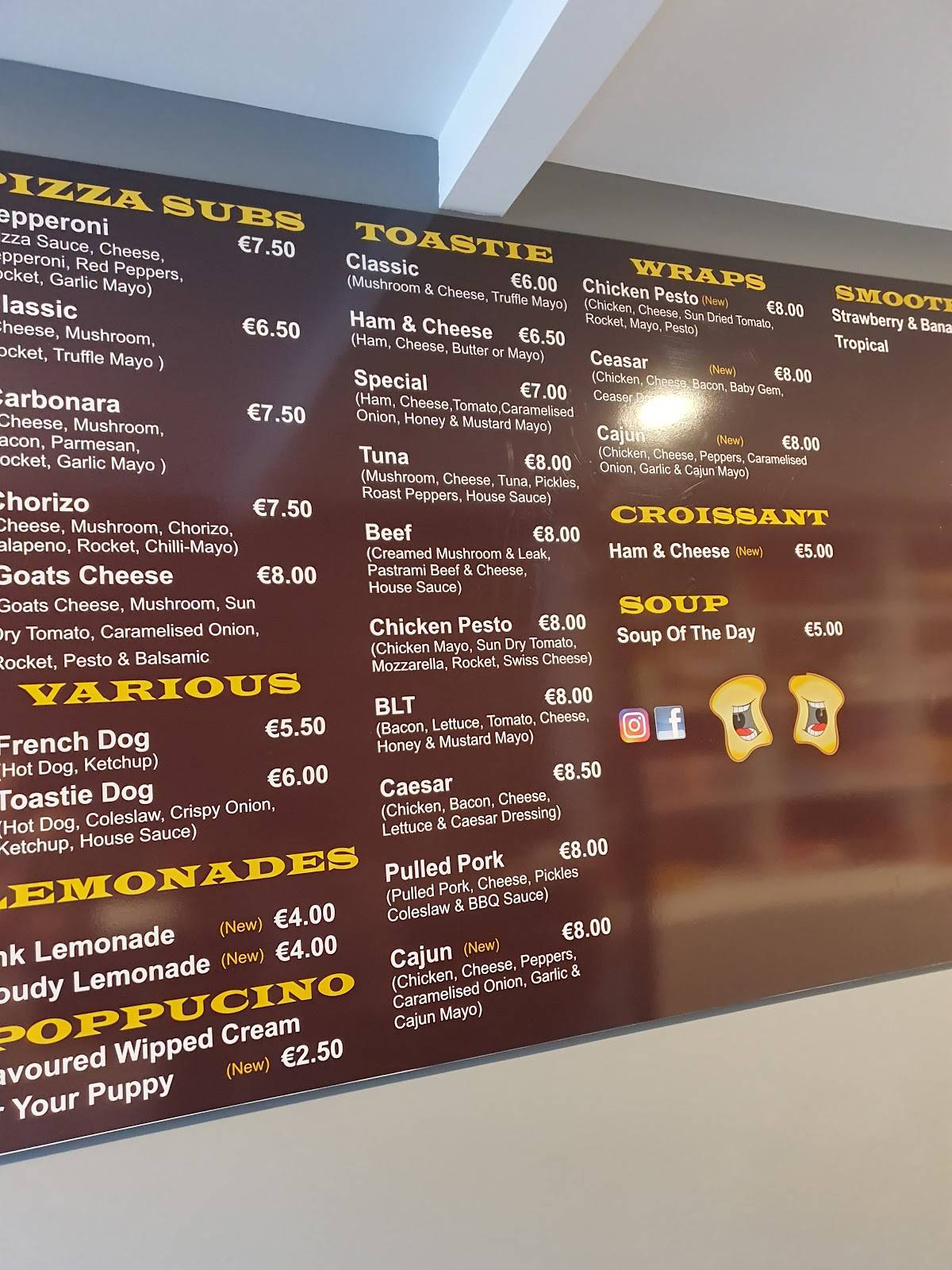 Toastie Cafe меню