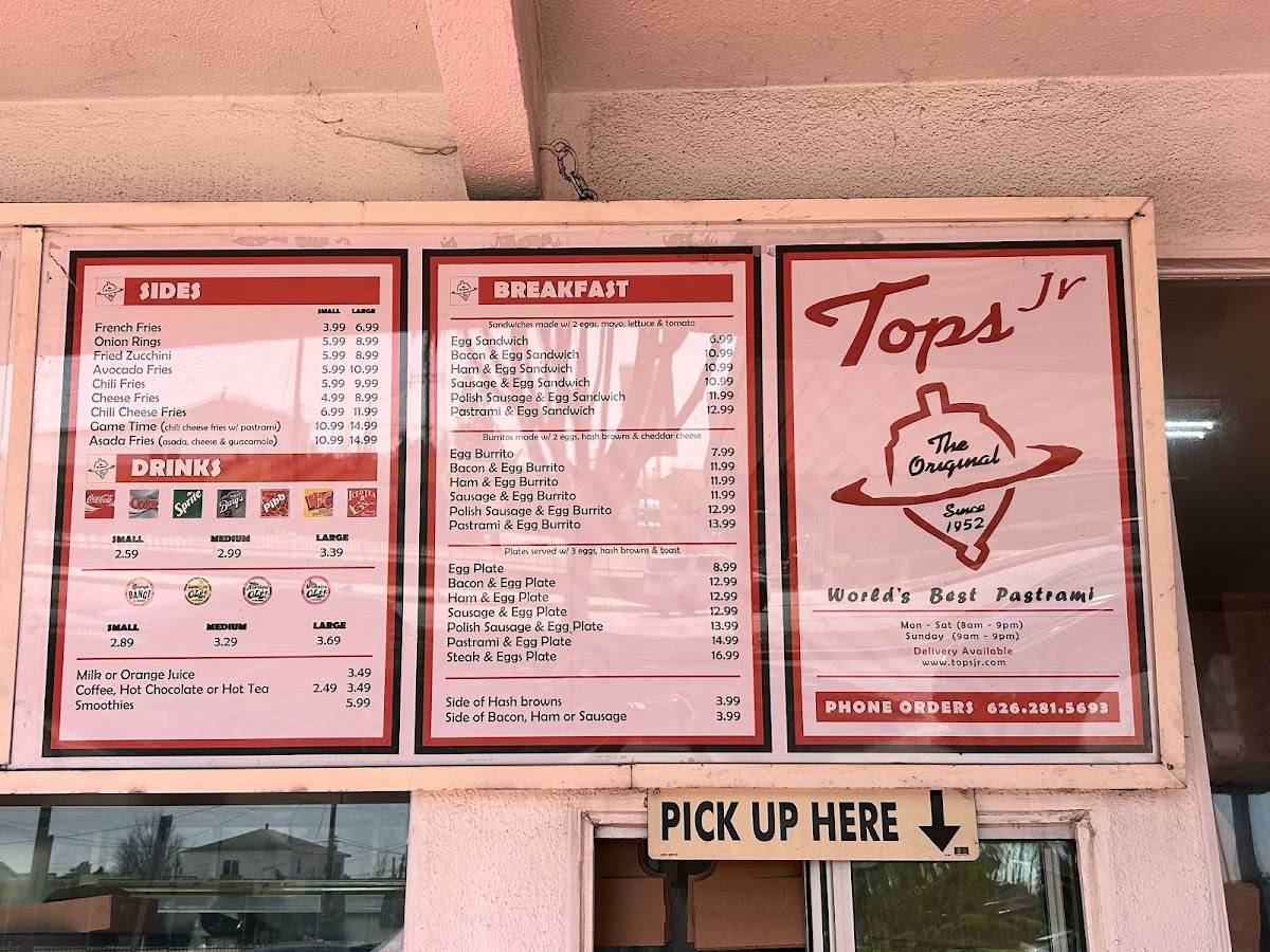 Tops Junior меню