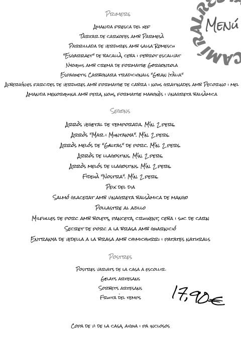 Restaurant Camí Ral меню