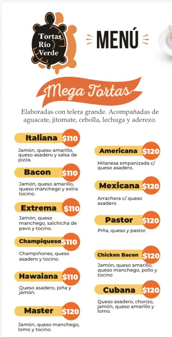 Tortas Río Verde меню
