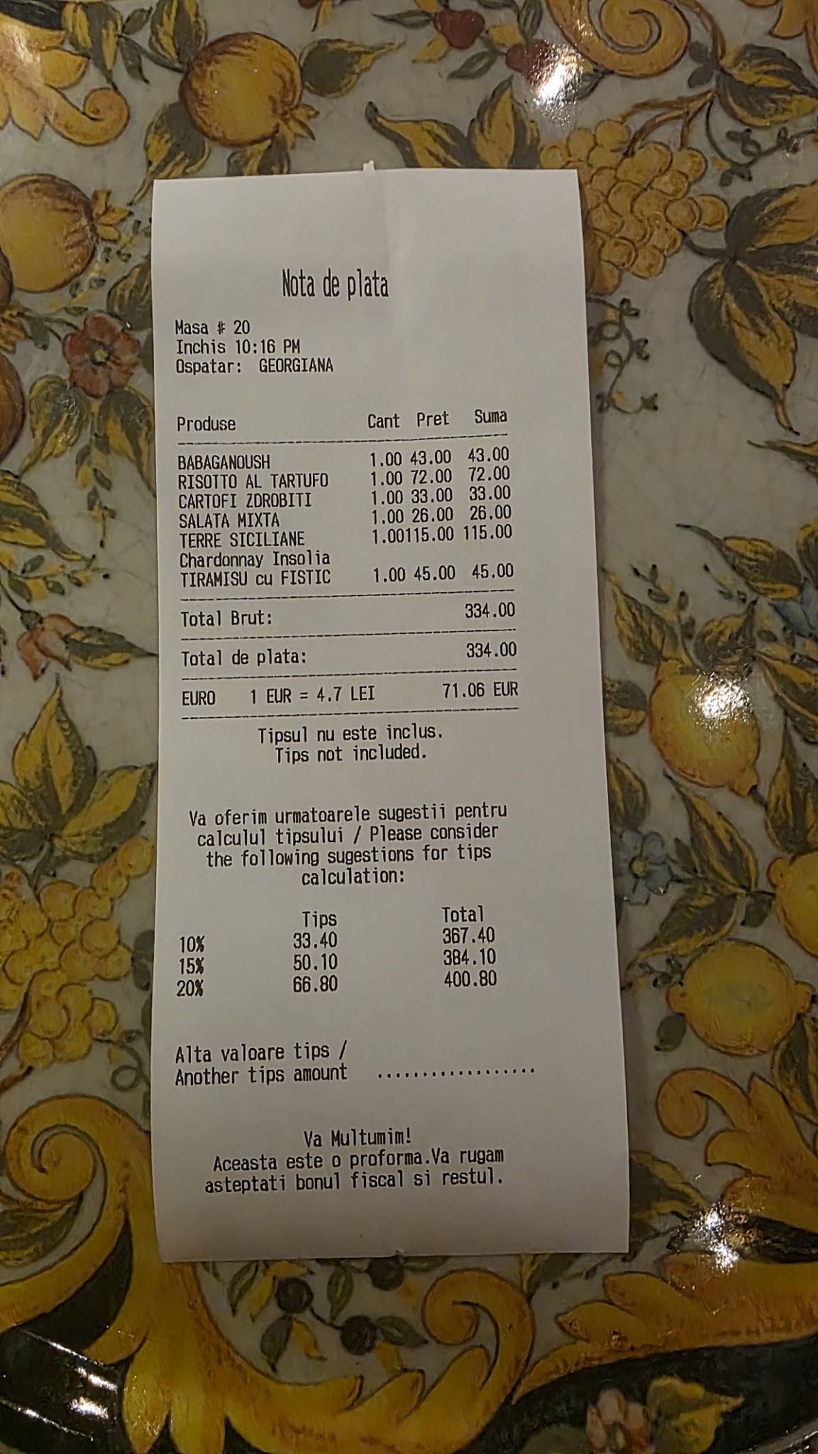 Trattoria Garibaldi - CAROL - Italian меню