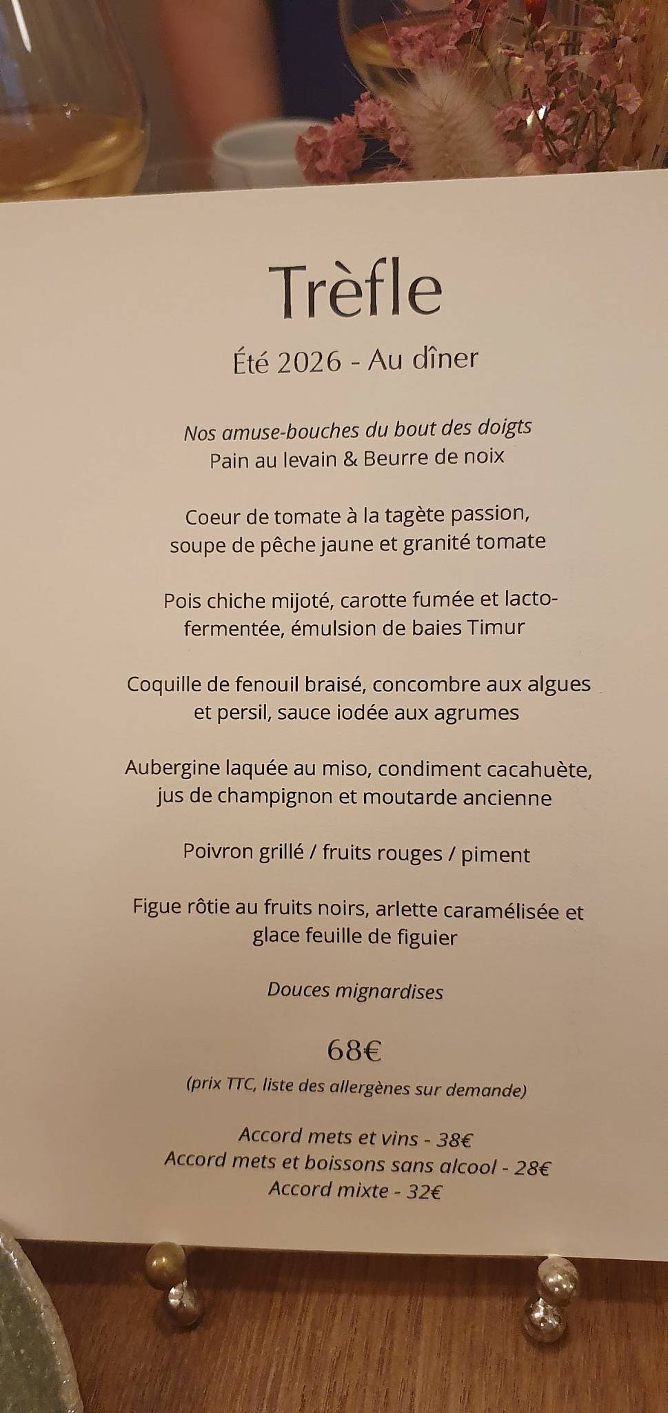 Trèfle меню