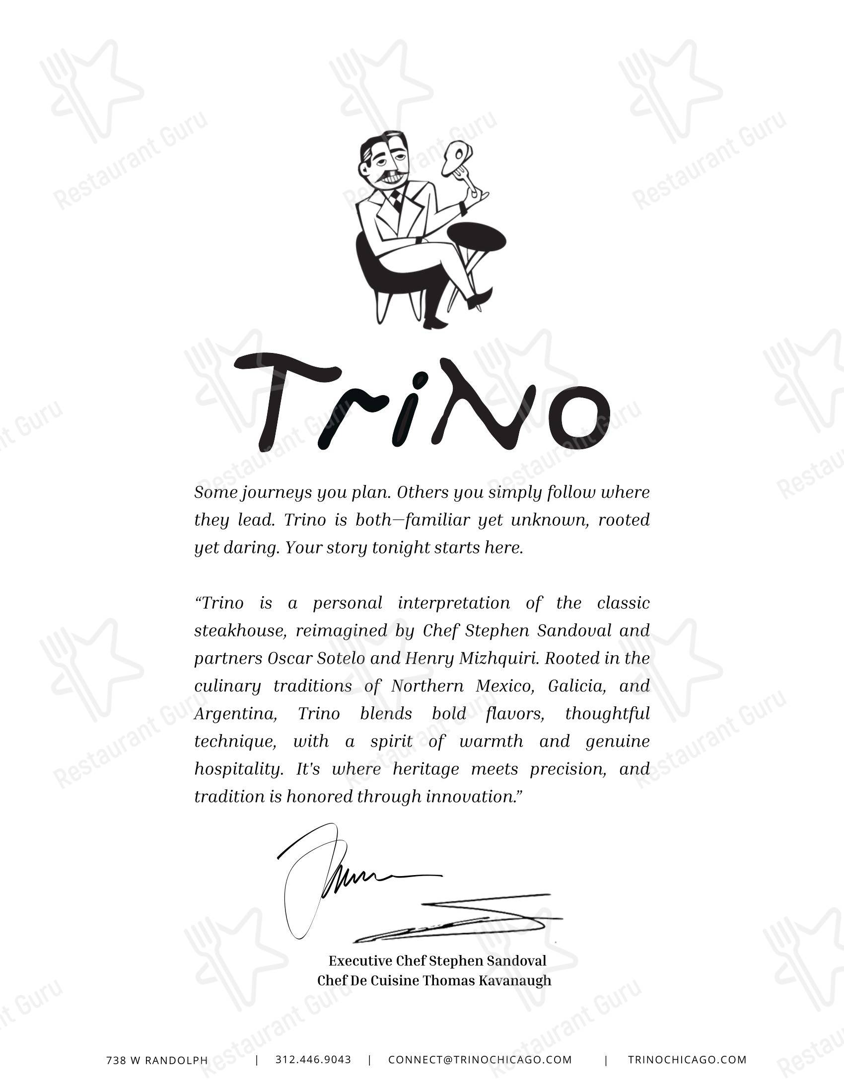 Trino Steakhouse в Чикаго - Меню напитков