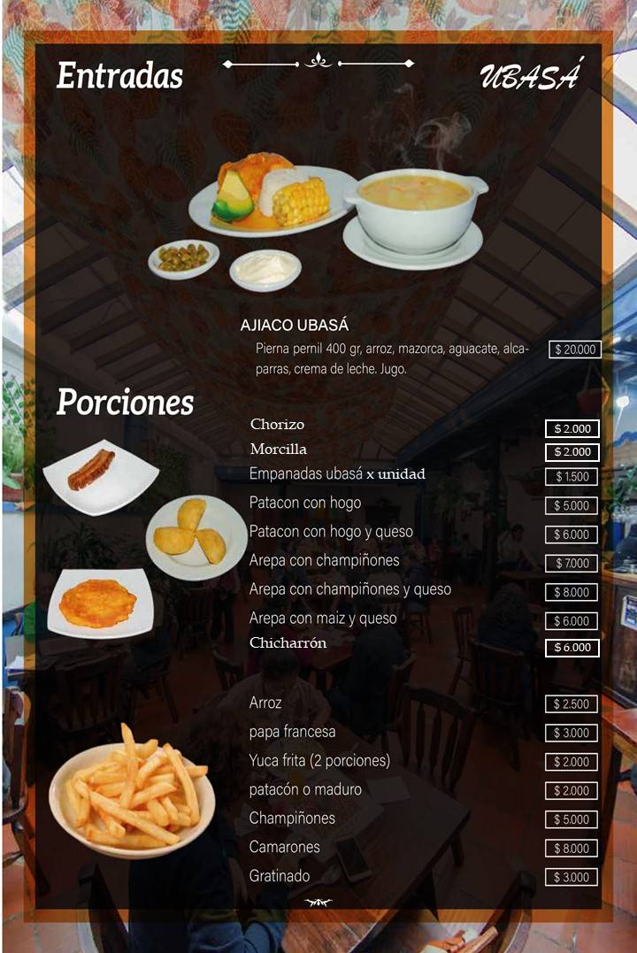 Ubasá Restaurante меню