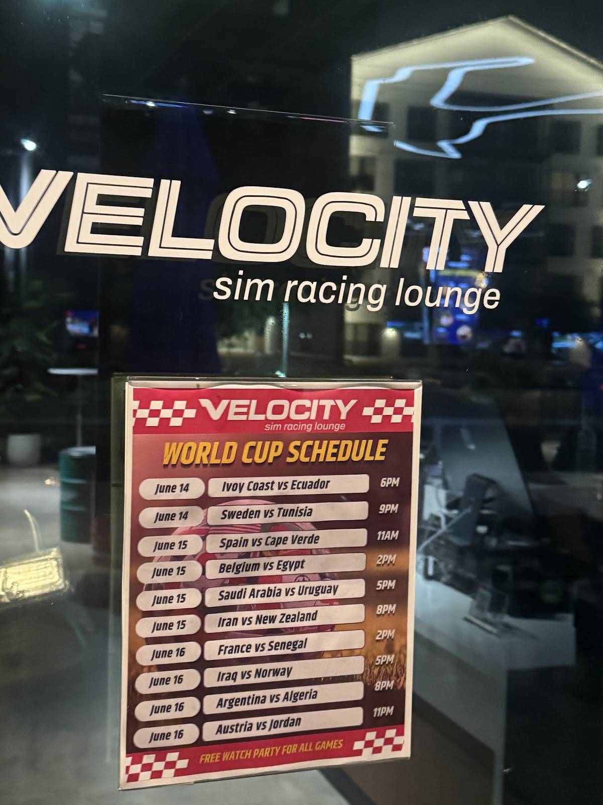 Velocity, Sim Racing Lounge - Houston меню