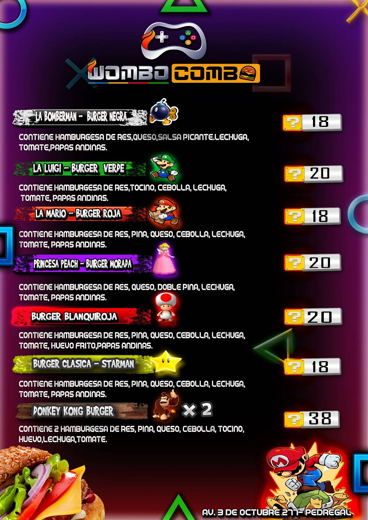 WOMBO COMBO - RESTOGAMER меню