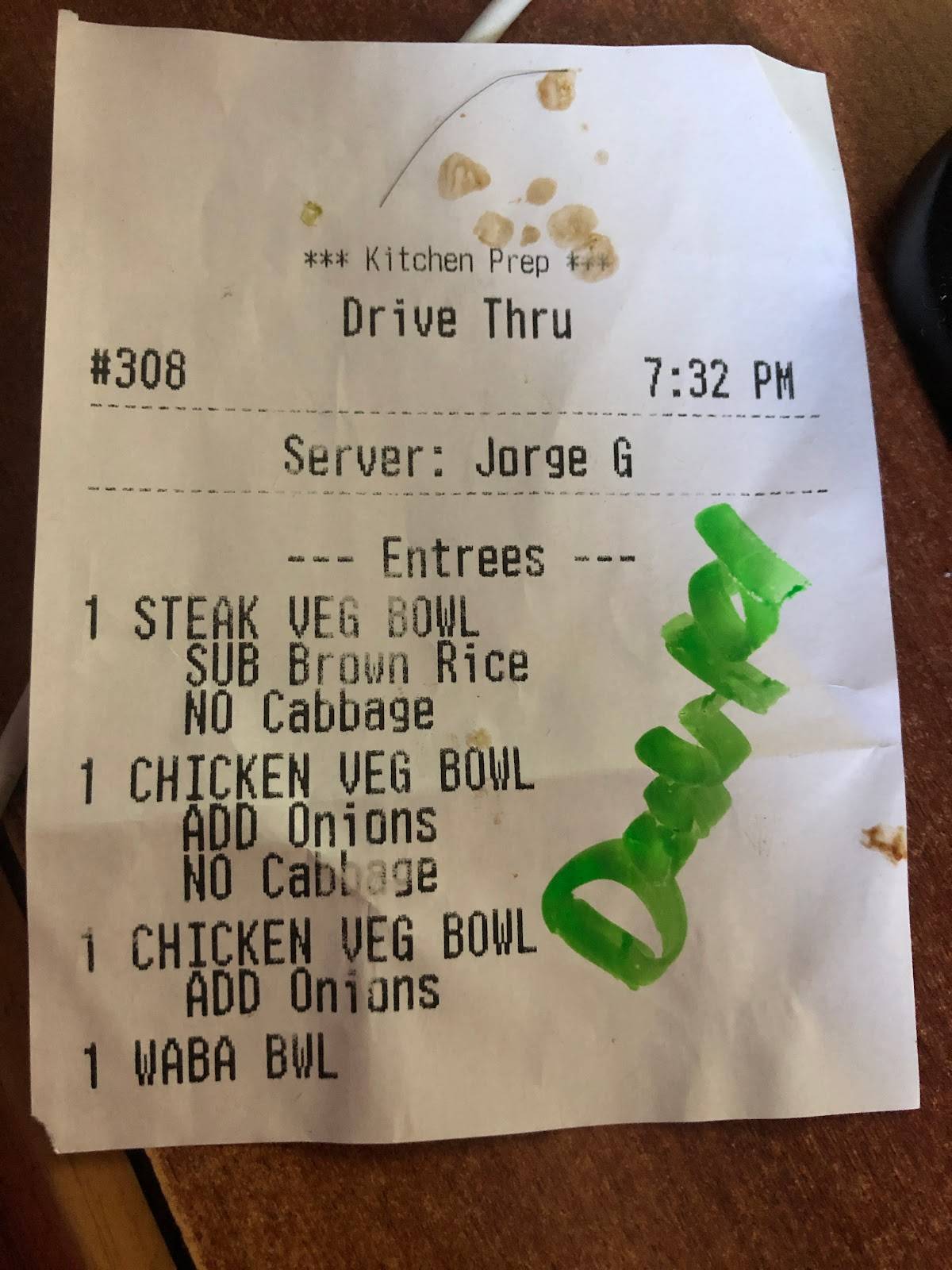 WaBa Grill меню