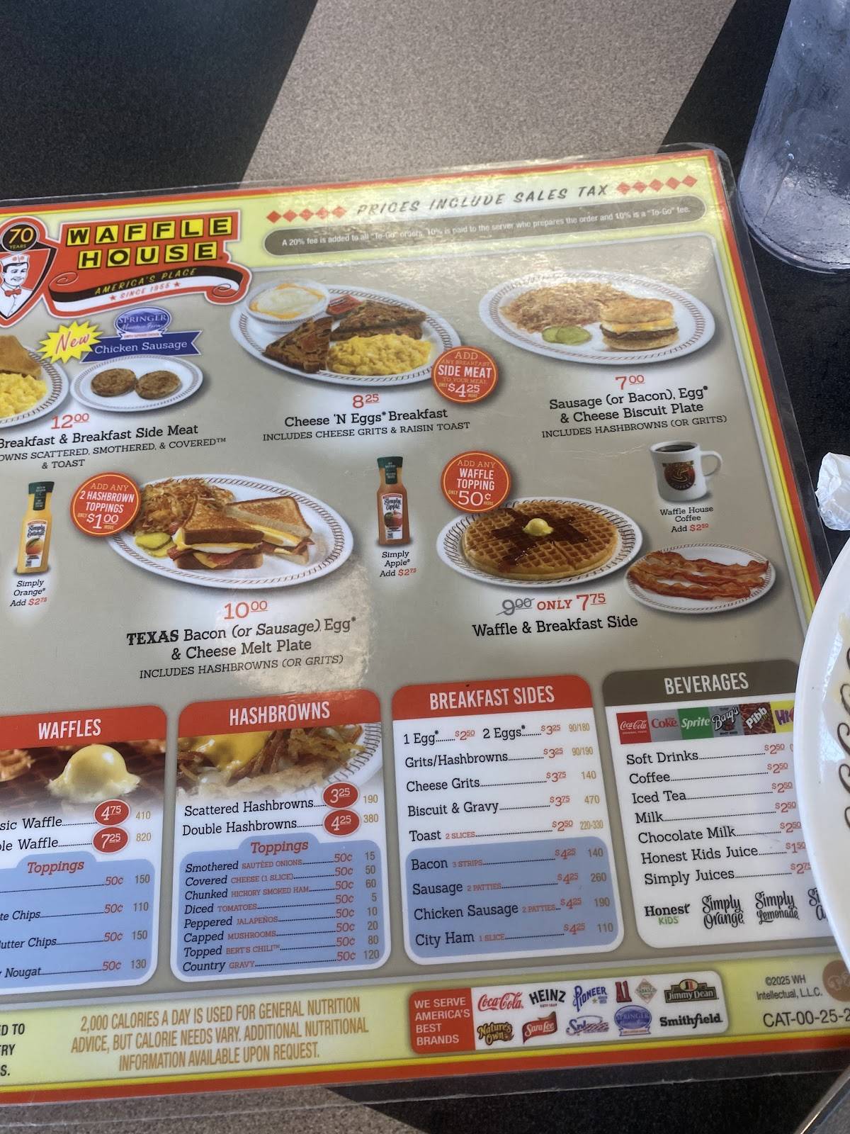Waffle House меню