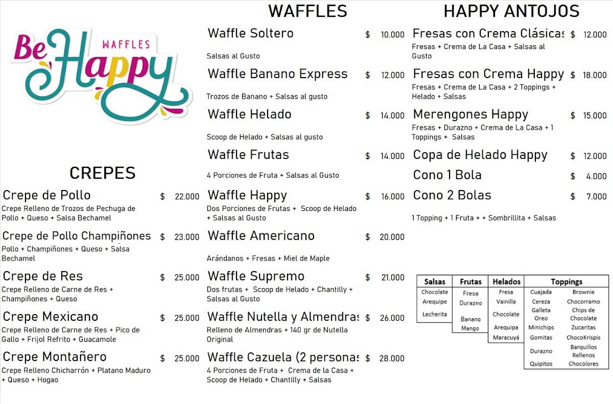 Waffles Be Happy меню