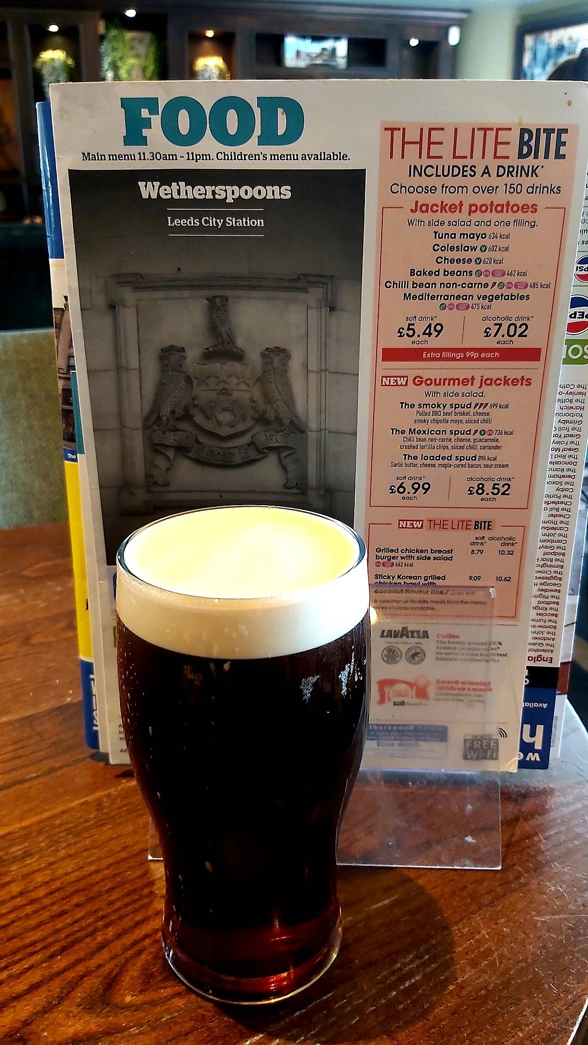 Wetherspoons меню