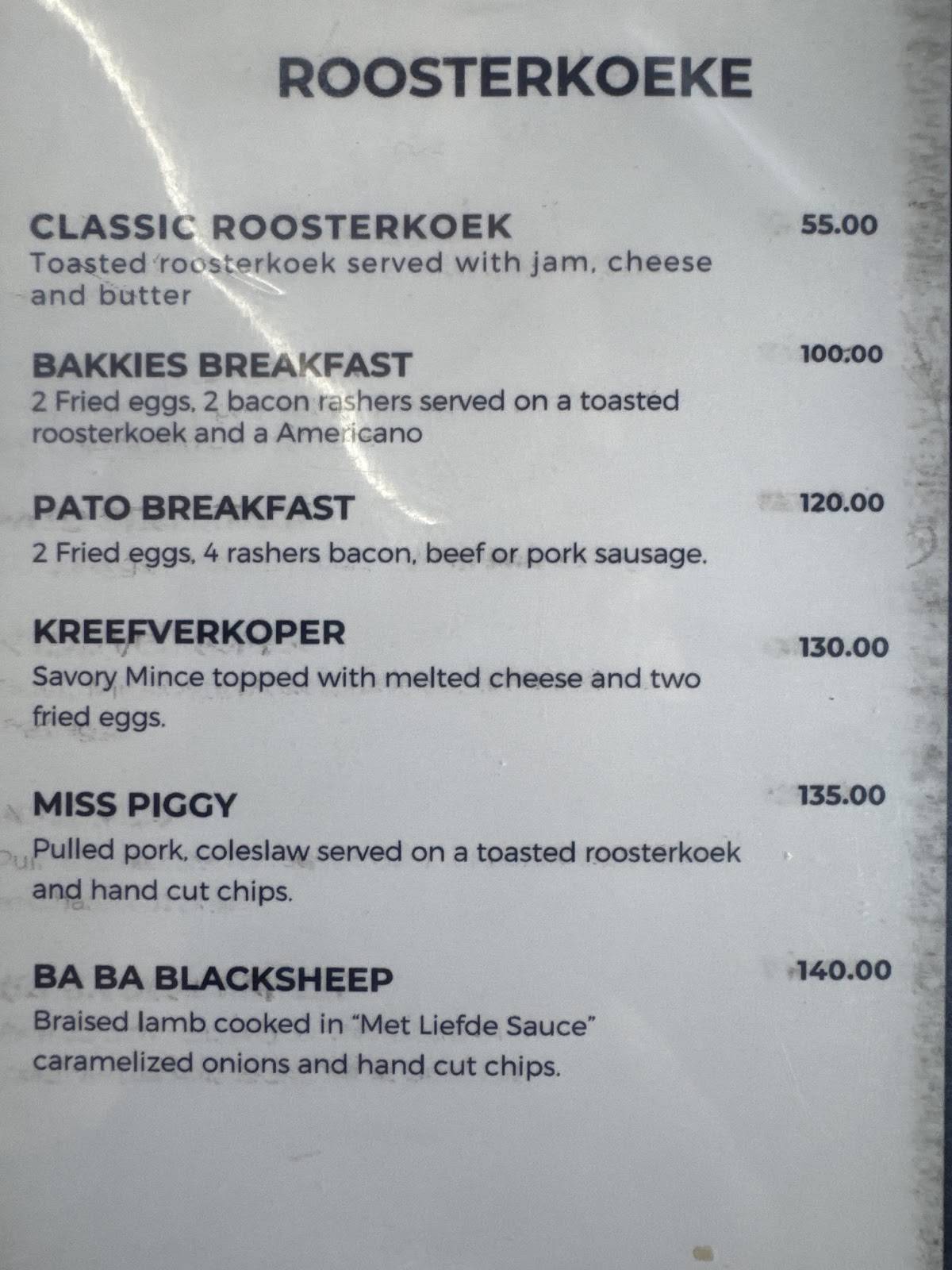 Whale's Rib Paternoster меню