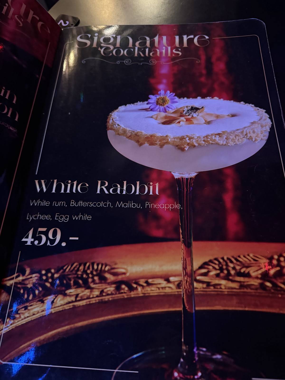 White Rabbit Bar меню