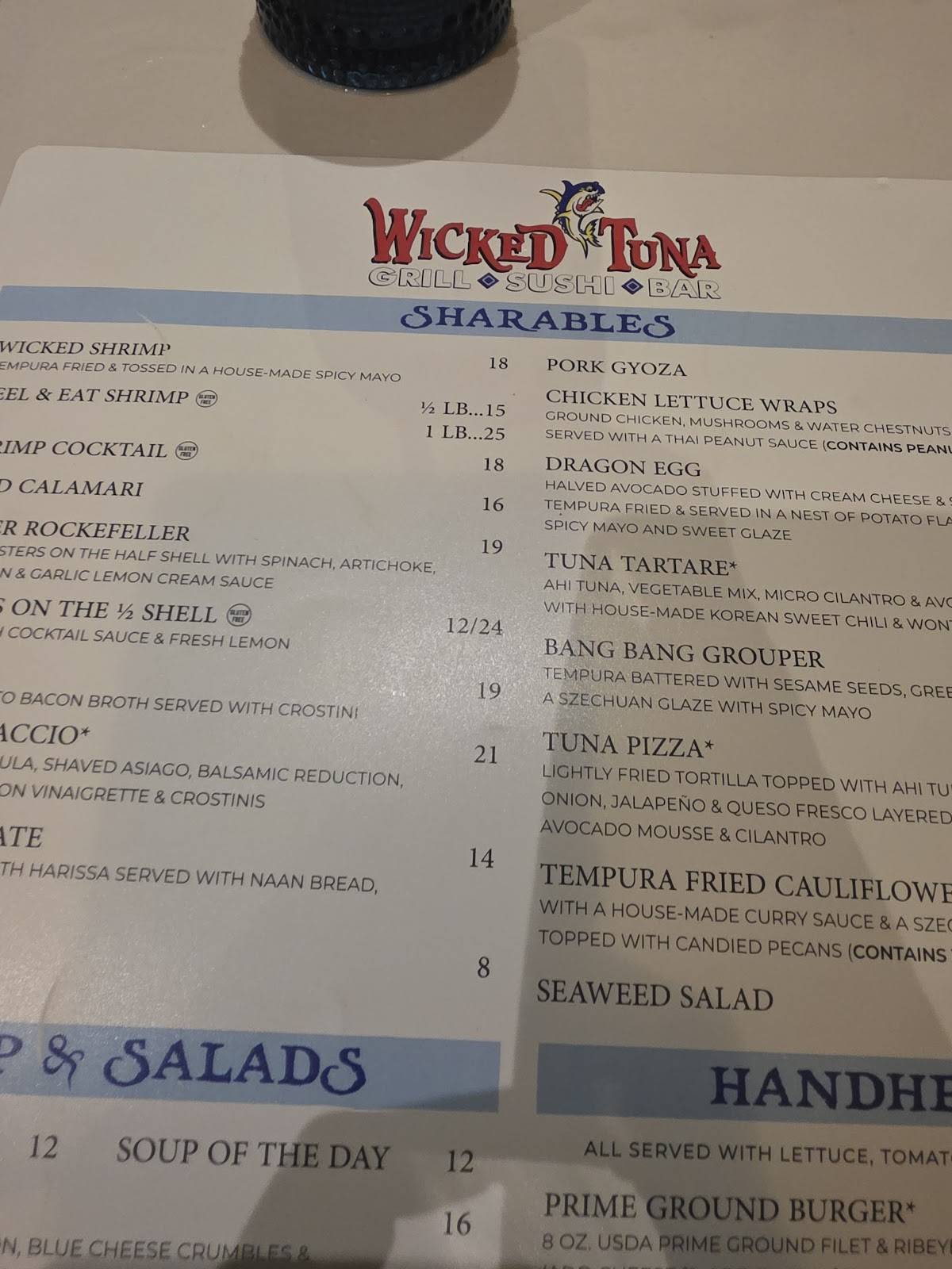 Wicked Tuna Grill, Sushi, Bar меню