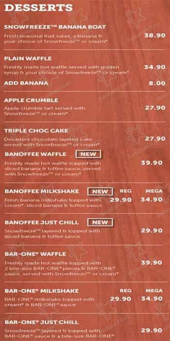 Wimpy Garden Route Mall меню