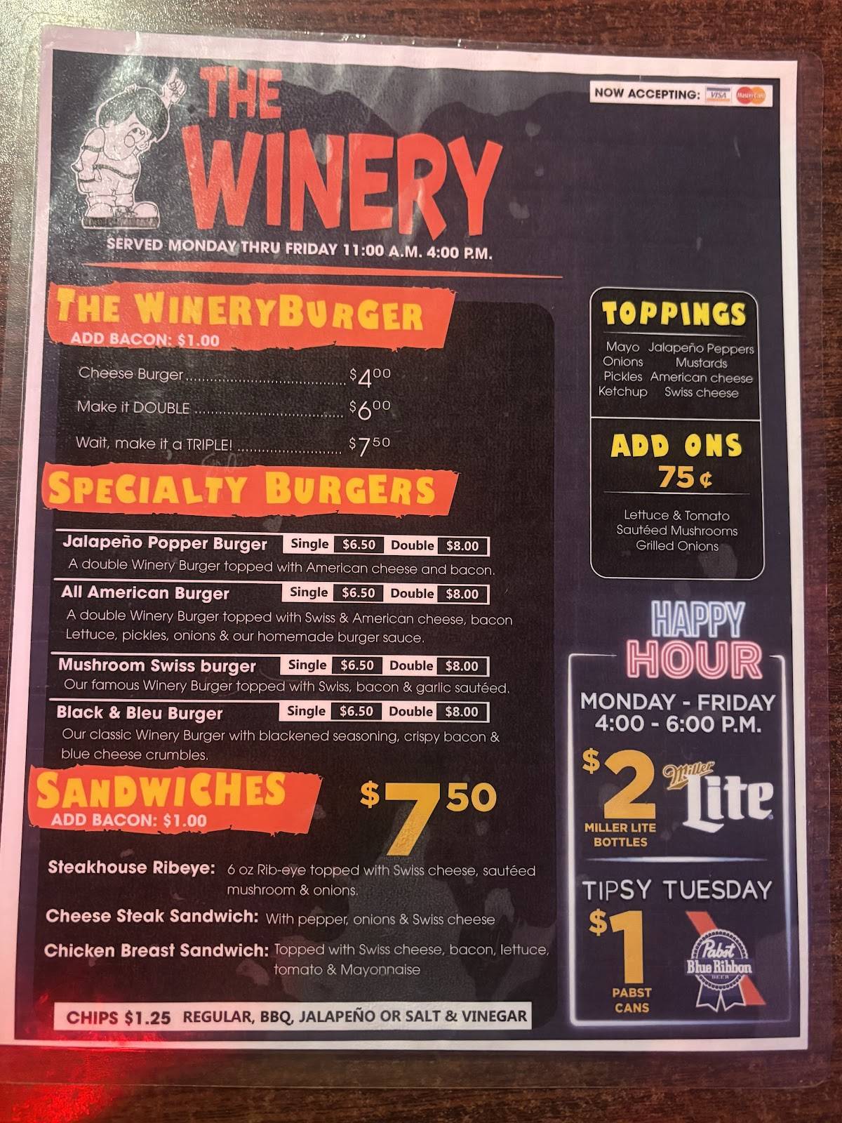 Winery Bar меню