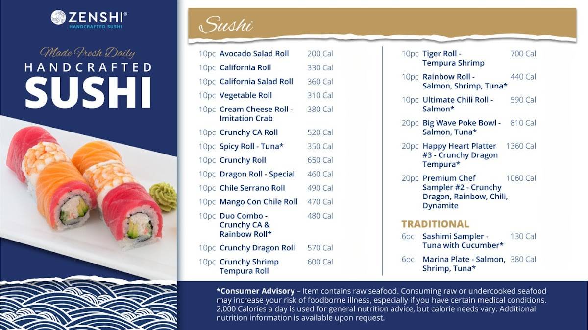 ZENSHI Handcrafted Sushi меню