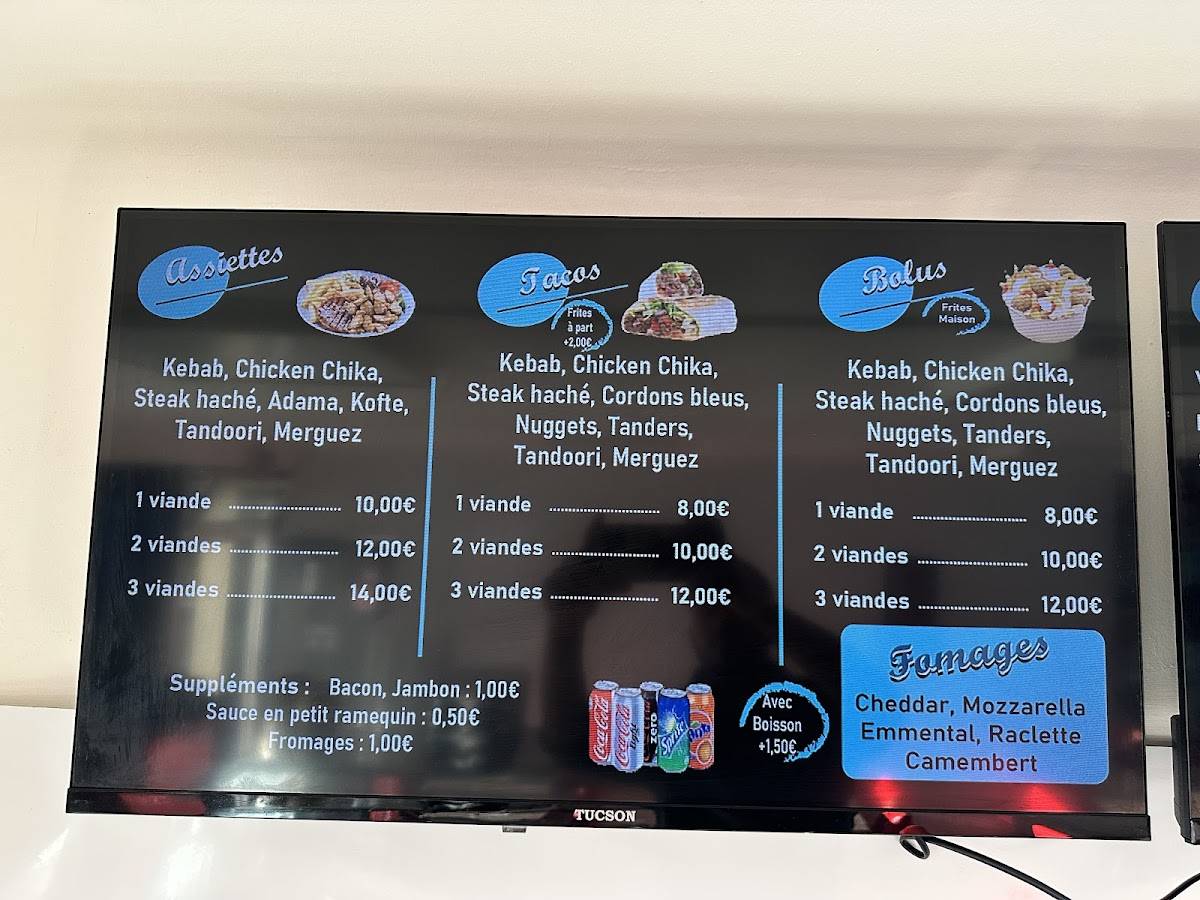 Zaen tacos et Kebab меню