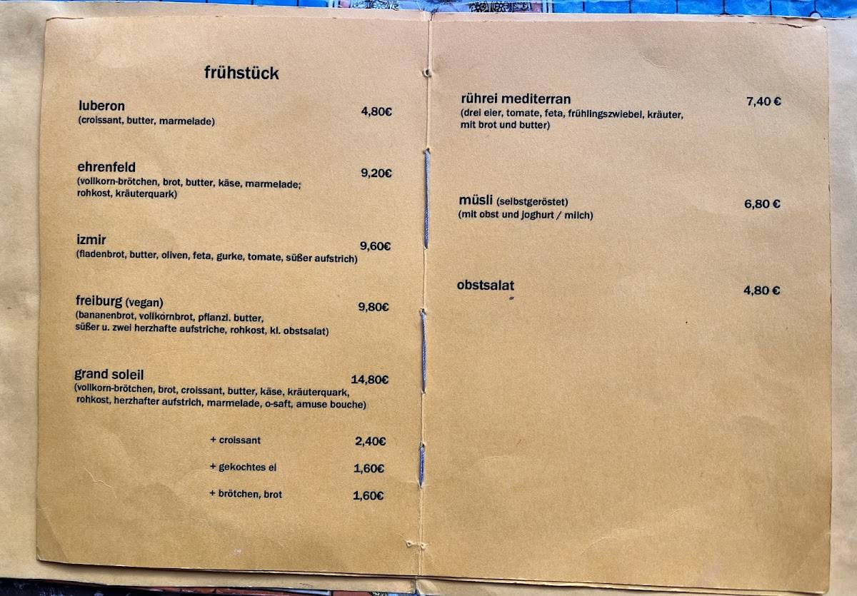café soleil меню