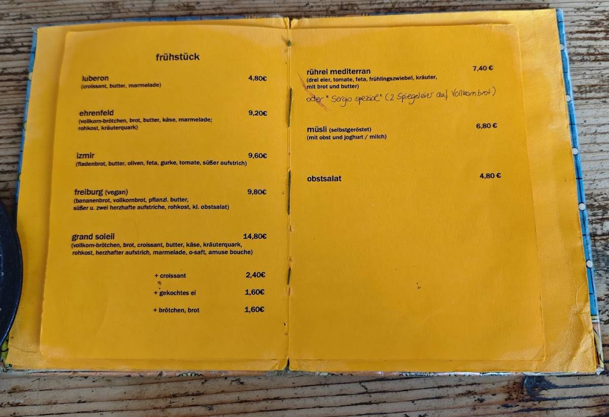 café soleil меню
