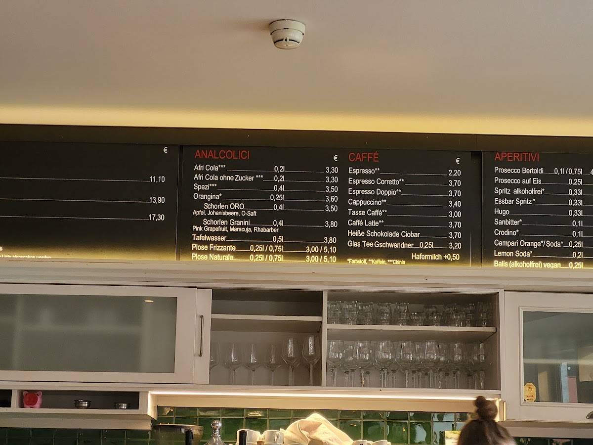 essbar - pasta e caffe меню