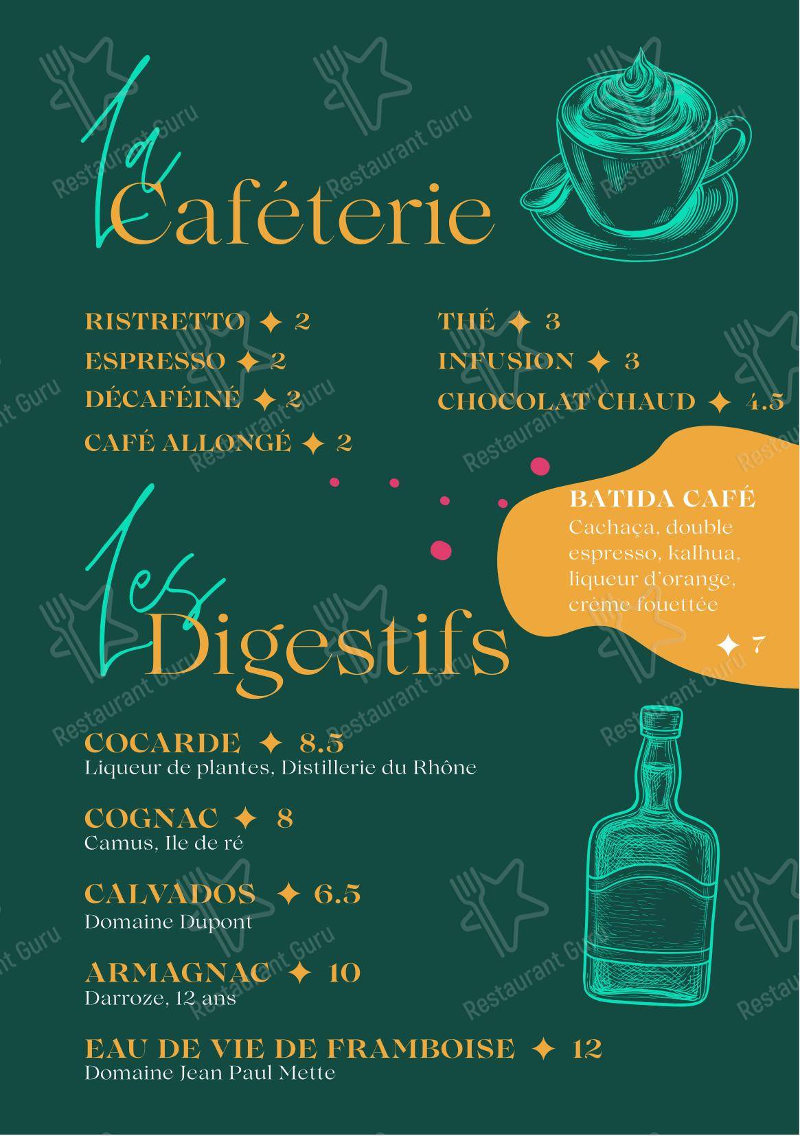 Batida Café в Лионе - Меню
