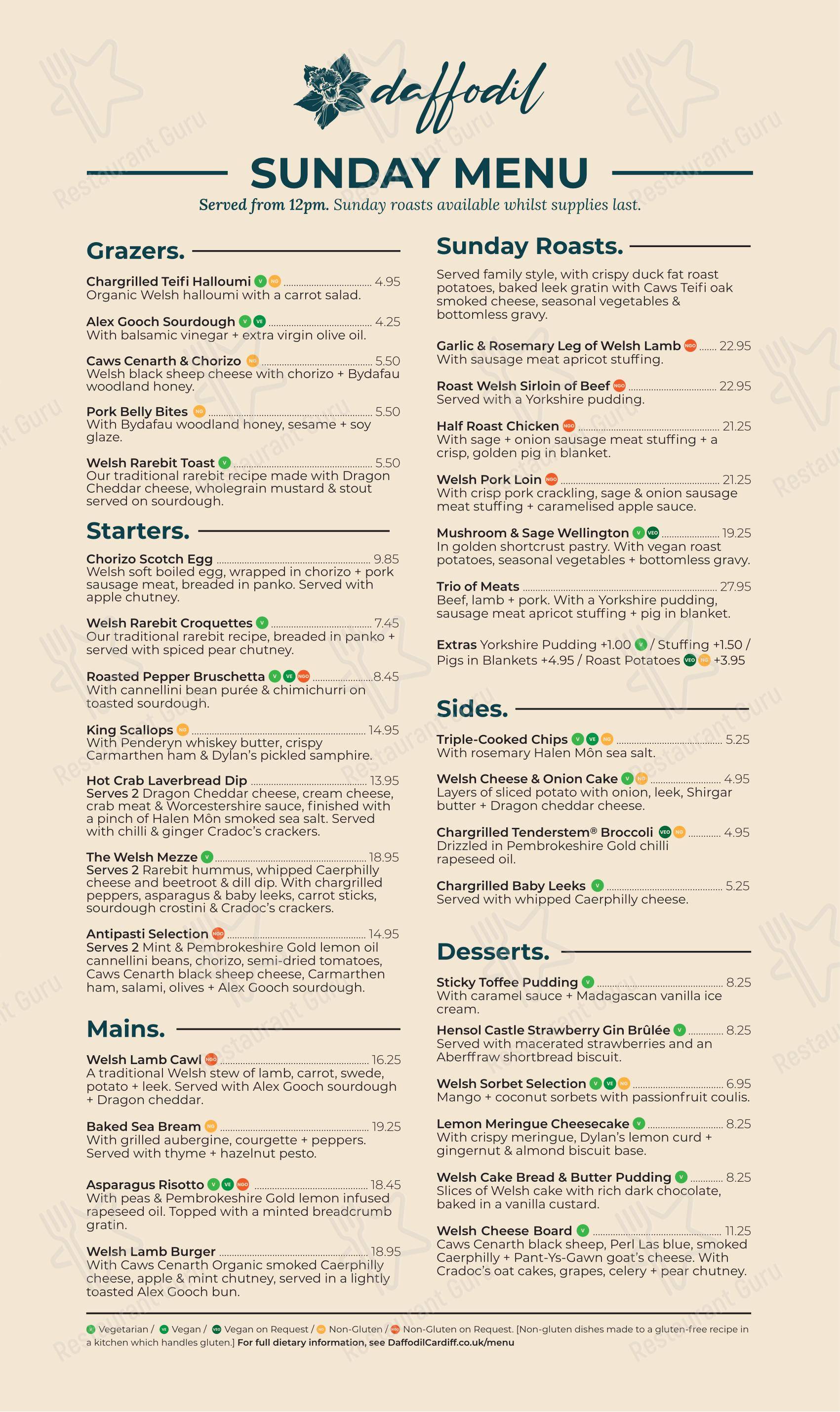 Lunch Menu ресторана Daffodil