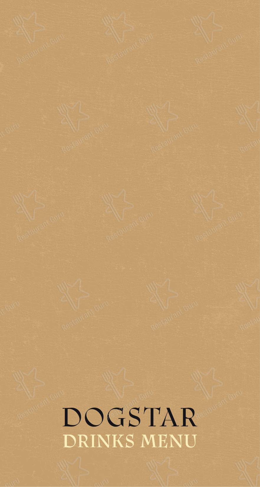 菜单 ресторана Dogstar в Эдинбурге
