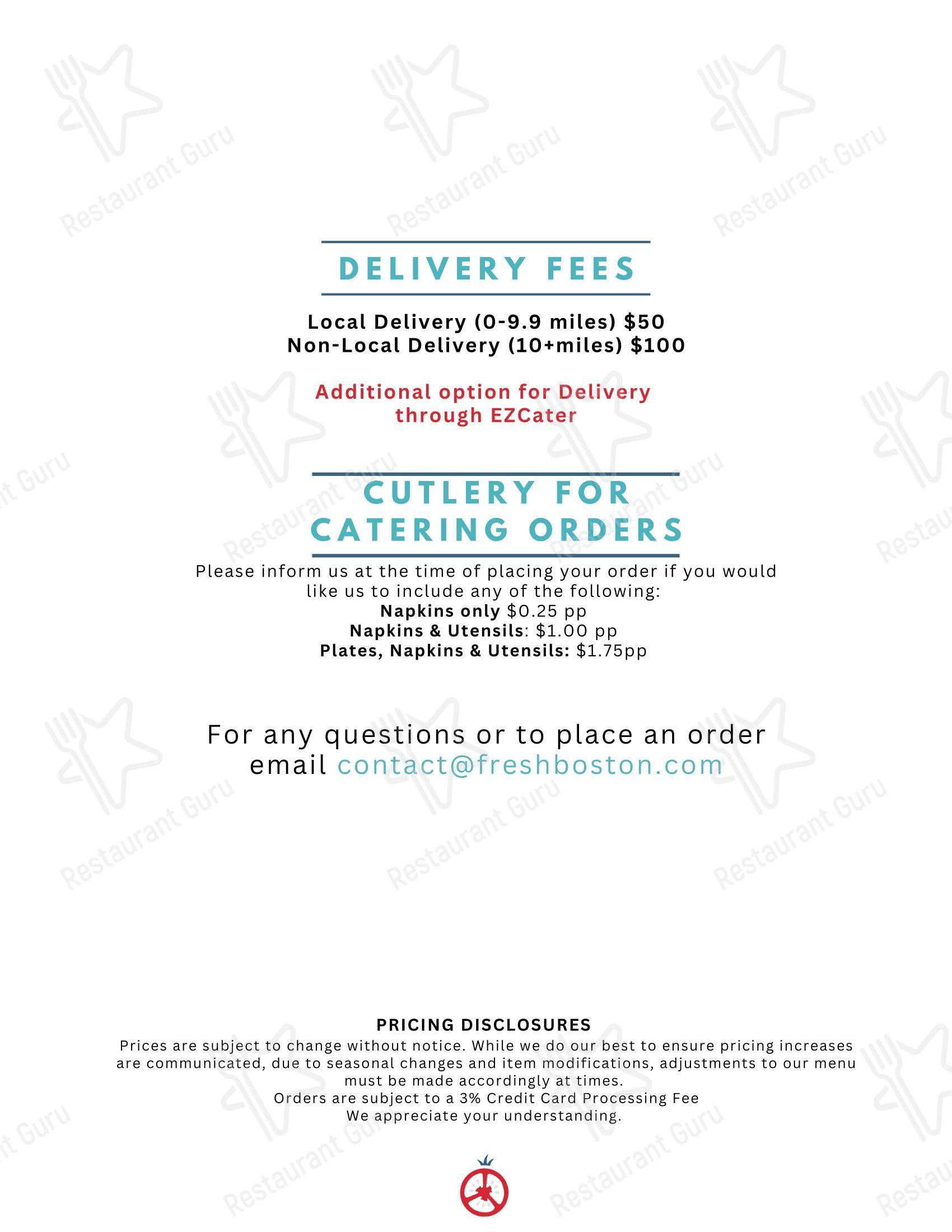 Крафт меню Fresh Boston - Cambridge