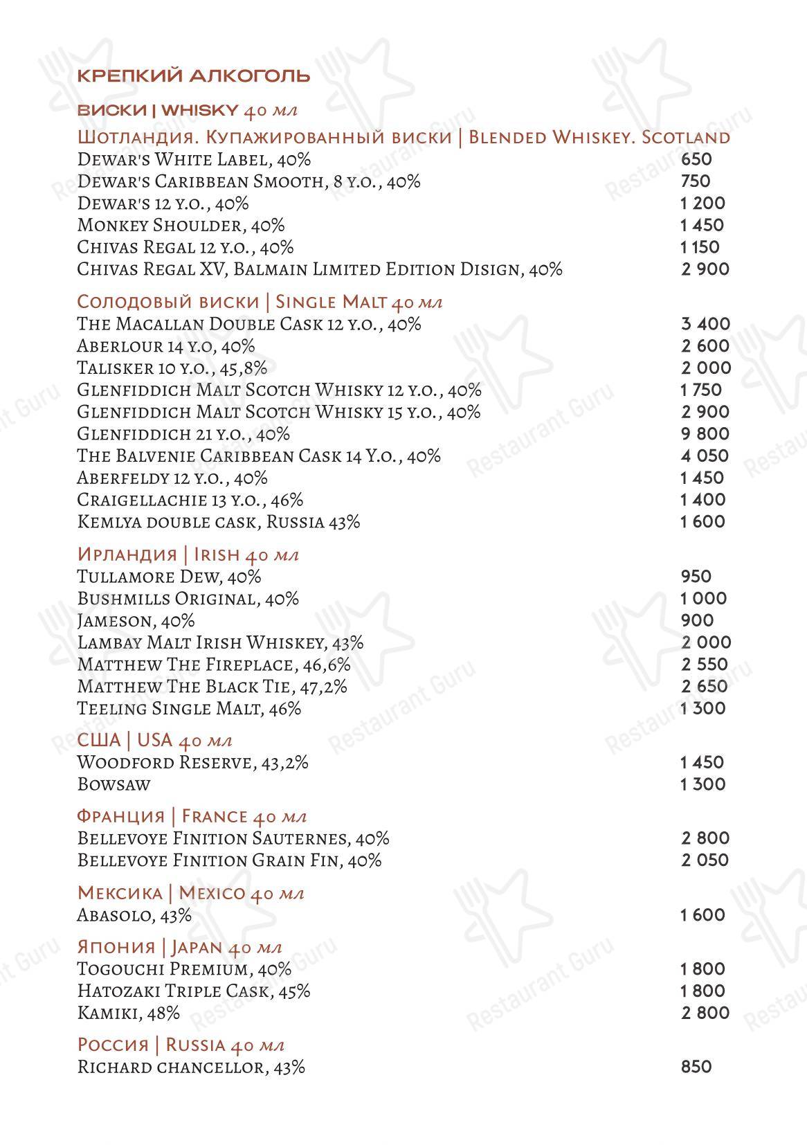 Takeaway Menu ресторана Loro в Москве