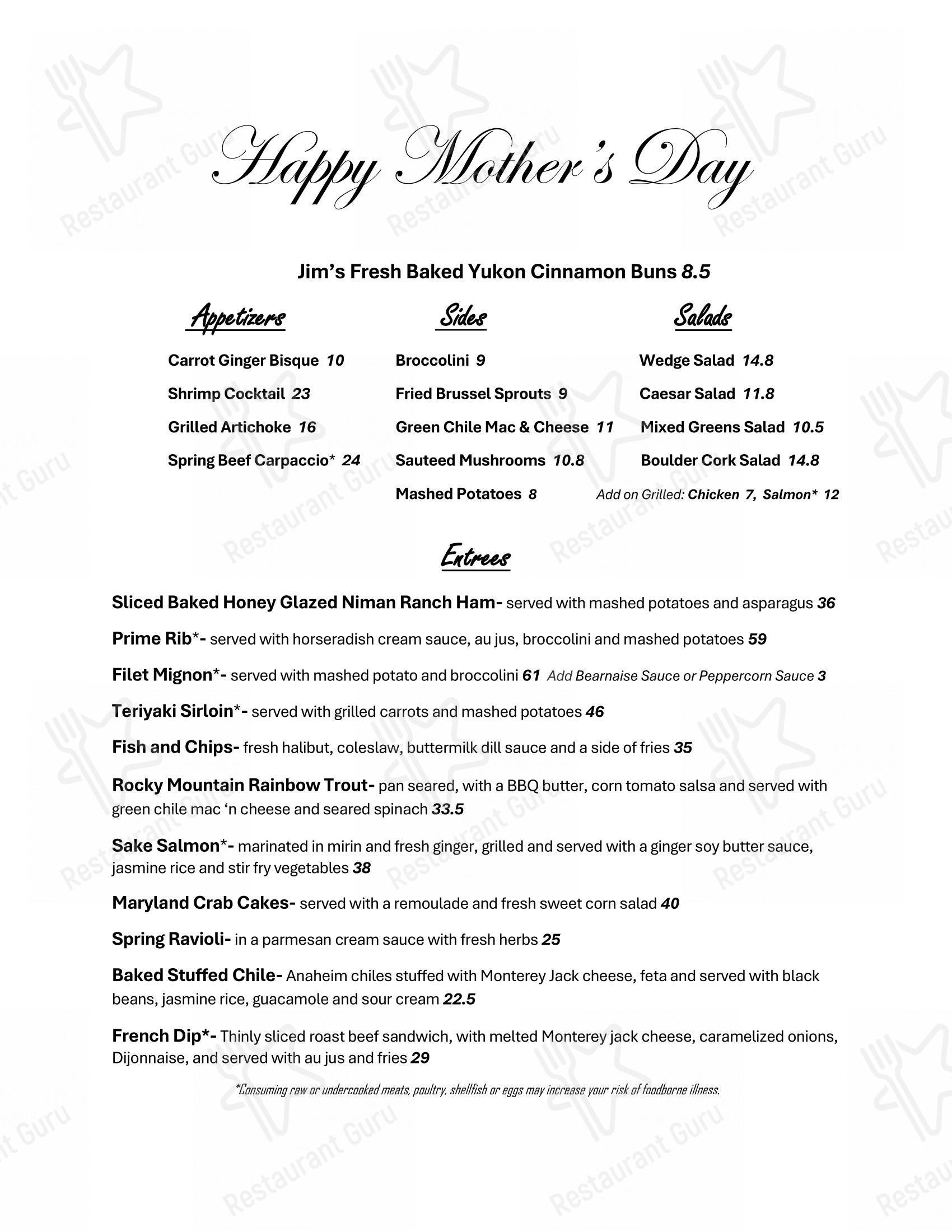 Меню стейк хауса The Boulder Cork - Wine Menu