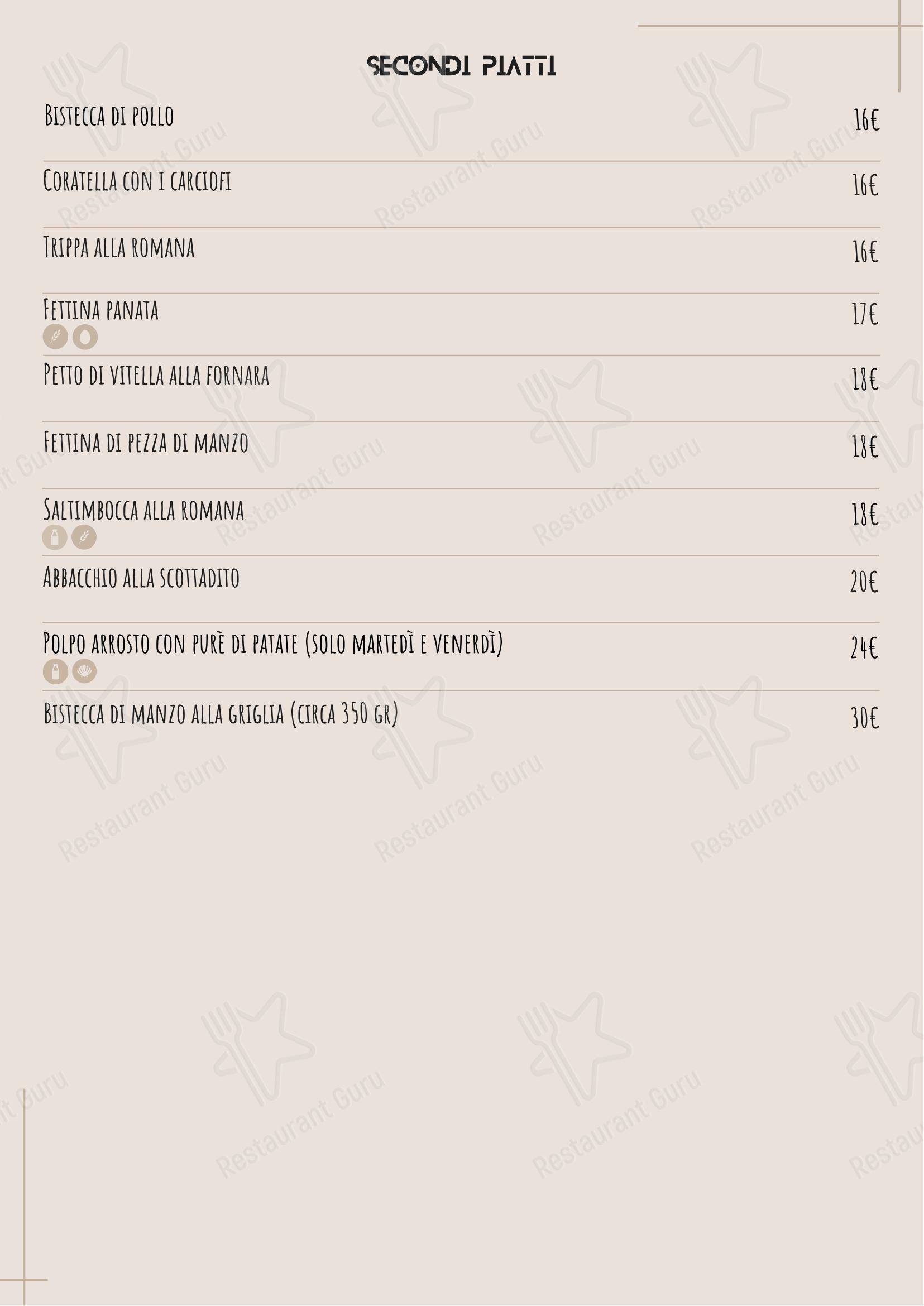 菜单 ресторана Tratto EUR в Риме