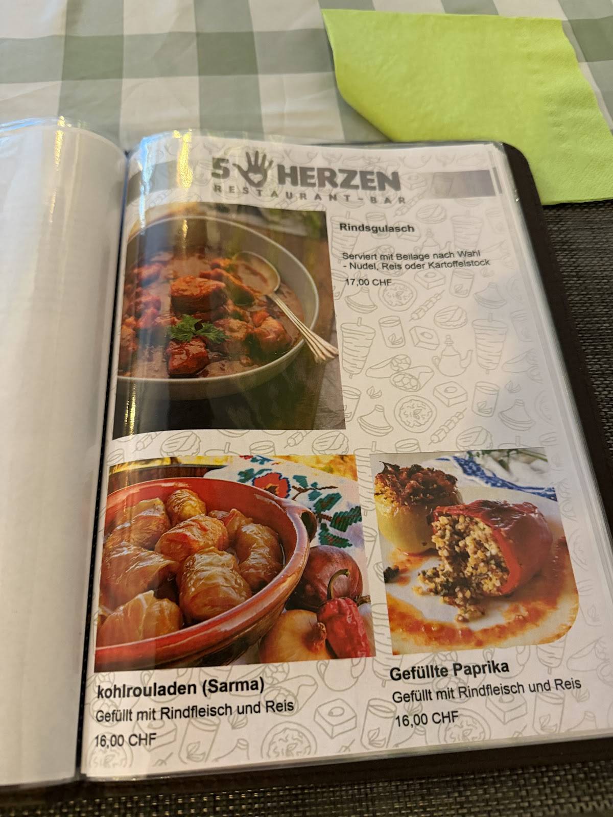 5 Herzen меню