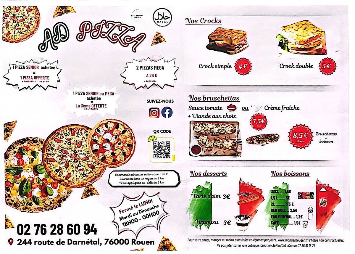 AD PIZZA ROUEN меню