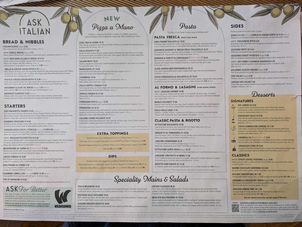ASK Italian - Edinburgh меню